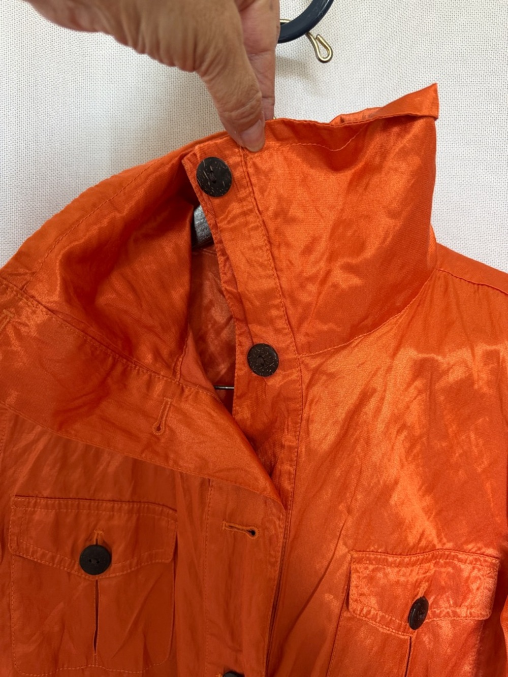 Ruby Rd. Shiny Orange Bomber Jacket - Picture 4 of 7